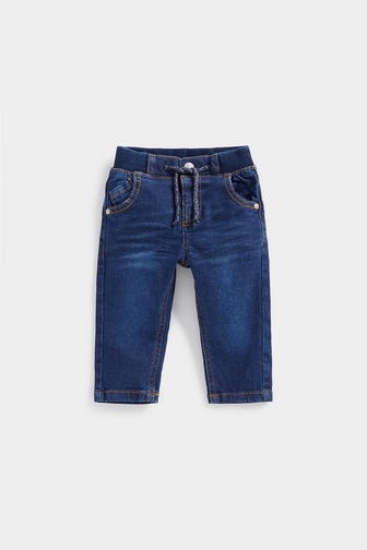 Buy Dark-Wash Ribbed-Waist Denim Jeans online